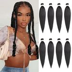 Xtrend 8Packs Easy Braids Pre-stretched Braiding Hair 20 Inch EZ Braiding Hair Professional Hot Water Setting Synthetic Fiber for Crochet Braiding Hair Yaki Texture Braiding Hair Extensions for Women