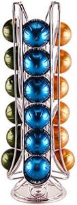 EXZACT Coffee Capsule Holder, Compatible with Vertuo Pods (24pcs Max) - Coffee Capsule Stands Rotating Pod Rack for Vertuoline (New Packaging)