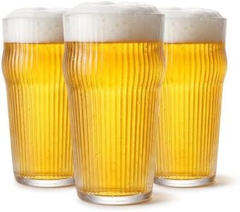 GoletGlas Plastic Ribbed Beer Glasses (Set of 24) – Heavy Weight Unbreakable Bar Glassware for Home, Dishwasher Safe Pilsner Beer Cups Set for Party, Pool, Birthday Gifts
