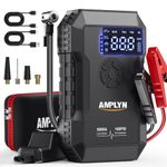 Car Battery Booster Jump Starter with Air Compressor (160PSI),5000A Portable Jump Starter Power Pack (All Gas/10L Diesel),12V Car Tyre Inflator Portable Car Battery Charger,60W Type C Fast charging