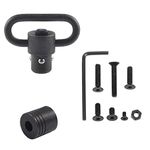 QD Sling Swivel, 1.25 Inch Heavy Duty Push Button Quick Release Detachable Tactical Sling Mount Set Outdoor Climbing Strap Buckle Loop Adapter 1 Sets Pack (Black)