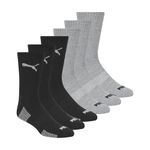 PUMA mens 6 Pack Crew Socks, Black/Grey Combo, 10-13