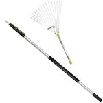 DocaPole Roof and Yard Rake Extension Pole - Adjustable, Telescopic, Clean Leaves, Sticks and Debris - 6 to 24 Foot