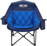 Overmont Oversized XL Camping Chair for Adults - 450lbs Support Heavy-Duty Padded Folding Chair with Side Pocket Cup Holder for Outdoor Sports Garden Beach Fishing Lawn Blue