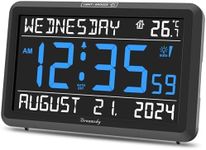 DreamSky Large Digital Clock with Date and Day of Week - Electric Desk Clock for Seniors Elderly, Bedroom Alarm Clock with Battery Backup, Dimmer, USB Port, Auto DST, Temperature, Adjustable Volume