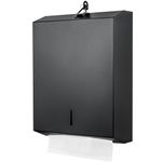 Paper Towel Dispenser Wall Mount Commercial c fold Multifold Trifold, Touchless Hand Towel Dispenser with Lock, (Matte Black)