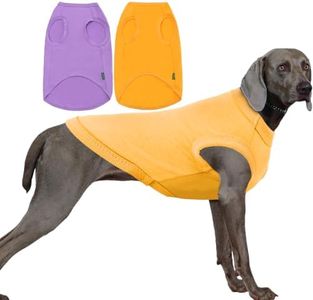 Sychien Dog Blank Cotton Shirts,Plain Dogs Large Clothes,Male Female Pet Costumes,Yellow & Purple XXL