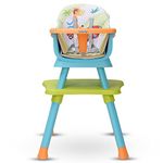 Luv Lap Multifunction 6in1 Baby High Chair, Used as Baby High chair, Booster chair, Small Dining Chair, Study Desk, Game Table & Stool, Suitable for 6 to 36 Months, with 5 Point harness, Green & Blue