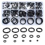 200 Pcs O-Ring Gasket kit, Rubber Seals Washers Assortment Set, Electrical Gasket Rings, Insulating Plumbing Plumber Sealing O Rings Washers Assorted Set for Quick Repair - 15 Sizes/Black (200pcs)