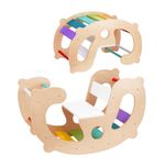 OOOK 2 in 1 Rainbow Climbing Toys - Pikler Montessori Climbing Set, Wooden Rocking Horse Toy, Children Indoor Outdoor Play Gym Learning Playset, Playground for Kids Gift