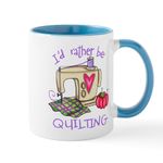 CafePress I'd Rather Be Quilting Mug 11 oz (325 ml) Ceramic Coffee Mug