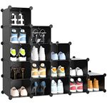 HOMIDEC Shoe Storage 16 Cube Shoe Rack, DIY Shoe Rack Storage, Shoe Rack Organiser Shoe Storage Unit Space Saving For Hallway Bedroom