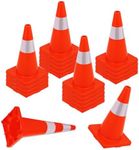 20 Pack Traffic Cones 18 inch, PVC Safty Cones with Reflective Tape, Orange Cones for Parking, Construction, Training, Sports, Caution, Road Cones