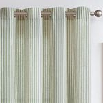 TOPICK Linen Curtains for Living Room 96 inches Long Sage Green Striped Curtains for Bedroom Stripe Pattern Curtains Light Filtering Pinstripe Translucent Curtains Country Window Decoration 2 Panels