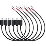 RUNCCI-YUN 6Pcs Micro USB Male 2 Pin Bare Wire,22AWG 3A Micro USB Pigtail Cable,2-core Micro USB to Open End Pigtail Cable Easy Soldering, for DIY enthusiasts(Black 30 cm)