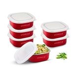 KITCHEN CLUE Microwave Safe Stainless Steel Tiffin Box/Lunch containers - Pack of 6 Pcs, 350 ML Each - Airtight & Leak-Proof Lids - Easy to Carry - Easy to Re-Heat in Minutes - Lunch Box for Office