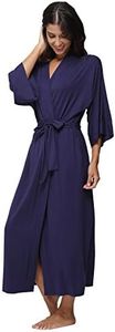 Women's Soft Robes Long Bath Robes Full Length Kimonos Sleepwear Dressing Gown,Solid Color, Navy, 3X-Large