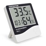 GLUN® HTC-1 Digital Wall Clock Hygrometer Thermometer with Humidity Meter – Accurate Indoor Sensor, LCD Display, Real-Time Monitoring for Home & Office