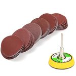 Yakamoz 60Pcs 2 Inch Sanding Discs Hook and Loop Sander Pads Sandpaper Kit with 1/8 Inch Shank Hook and Loop Sanding Backing Pad for Drill Air Die Grinder Sander Grinding Rotary Tool