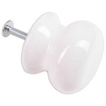 Set of 2 Ceramic White 38mm Porcelain Knobs - Cupboard/Drawer/Door Pull Handles