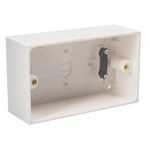 13A Double White Switched Socket Electrical Outlet with Fixing Screws & Double Pattress Back Box Surface Mounted 2 Gang (1, 45mm Box ONLY)