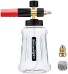 Foam Cannon Compatible with 1/4 Quick Release Pressure Washer, 1L Adjustable Snow Foam Lance Soap Dispenser with New Generation Adjustable Spray Nozzle (Black & Red)
