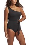 Seafolly Women's Shoulder One Piece Swimsuit, Eco Collective Black, 8