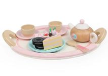 TOYARTSY Enchanting Wooden Tea Set Pretend Play Kitchen Accessories & Play Food Playset | Includes Teapot, Cups, Saucers, Plates, & Utensils | Perfect for Kids' Tea Party Fun