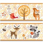 Border 15 cm x 200 cm for Children's Room Baby Room Decoration Sticker Wall Border Self-Adhesive Wall Sticker for Children Girls Boys Y033 (Forest Animals)