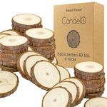 Smart-Planet Wooden Discs, Set of 40, Natural Pine Wood Slices, 9-10 cm Diameter, for Crafts Decoration Wedding Christmas