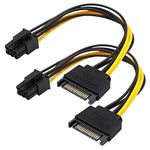 LipiWorld® 15 Pin SATA to 6-Pin PCI Express Card Power Cable (SATA 15 Pin to ATX 6 Pin Pack-2)-Yellow,Black