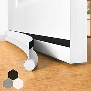 Door Draft Stopper Bottom One Sided Door Draft Blockers，37" Cutable Under Door Draft Blocker Insulator Door Sweep Weather Stripping Soundproof，Fits for Interior／Exterior Doors，1 Pack,White