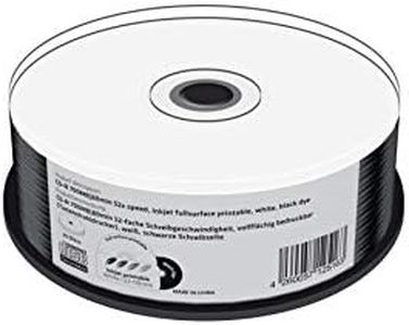 CD-R 700MB|80min 52x Write Speed, Full Surface Printable (Inkjet Printer), Black Writing Page, 25 Cake Box