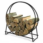 DORTALA 41'' Firewood Log Hoop, Heavy-Duty Round Steel Tubular Log Hoop, Indoor & Outdoor Firewood Storage Rack, 41 inch
