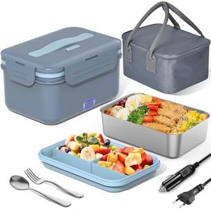 Herrfilk Contenitore per il pranzo elettrico da 100 W, 3 in 1, 12/24/220 V, con posate e sacchetto isolato, a prova di perdite, grande contenitore da 1,8 l, con scomparti per auto, camion, ufficio