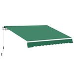 Outsunny 4m x 3(m) Garden Patio Manual Awning Canopy Aluminium Sun Shade Shelter Retractable Green