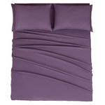 Mejoroom Full Size Sheet Sets - 1800 Collection Microfiber Bed Sheet Set with 16 Inch Deep Pocket Fitted Sheet, Soft Breathable Wrinkle Fade Stain Resistant Hypoallergenic - 4 Piece (Full, Purple)