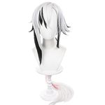 Arlecchino Wig Cosplay Anime Game Genshin Impact Men Costumes Knave Fatui White Black Red Long Hair Wig + Wig Cap for Cos Party Halloween Christmas(Arlecchino)