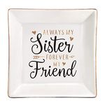 ElegantPark Sister Gifts from Sister Catchall Ceramic Ring Dish Storage for Sister Birthday Christmas Gifts Friendship Gifts for Women Square Home Decorative Jewelry Tray Trinket Dish