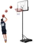 Portable Basketball Hoop System Adjustable: 4.4-10 ft Basketball Goal System with Wheels and Shatterproof Backboard and Large Base for Adults Kids Outdoor Indoor