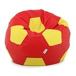 Amazon Brand - Solimo Football XXXL Faux Leather Bean Bag Cover Without Beans (Red & Yellow)