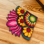 Corner Rangoli Mat Handmade and Handcrafted for ganpati Decoration | Rangoli Corner Mat for Home and Office Decoration (Corner Lotus Rangoli)