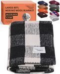 Woolly Mammoth Woolen Co. | Extra Large Merino Wool Camp Blanket | Perfect Outdoor Gear | for Bushcraft, Camping, Trekking, Hiking, Survival, or Throw Blanket at the Cabin (Granite), 66" x 90"