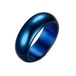 Epinki Promise Ring Men, 7MM Stainless Steel Blue Plain Band Polished Anniversary Ring Size L 1/2