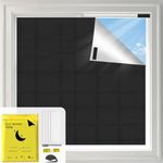 NADSSJL Portable Blackout Blind 300x145cm, Temporary 100% Blackout Material, Easy to Stick On No Drill Blinds Blackout Curtains for Bedroom, Nursery, Loft, with Self Adhesive Fasteners and A Cutter