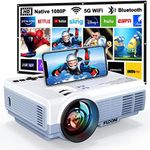 Projector, Mini Projector Bluetooth with 5G WiFi Native 1080P 9500L 4K Supported, FUDONI Portable Projector with Screen for Home Theater, Compatible with HDMI/USB/PC/TV Box/iOS and Android Phone