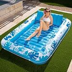 Sloosh Inflatable Tanning Pool Lounger Float-XL, 85" x 57" Extra Large Suntan Sun Tan tub for Adults, Bed Blow up, Raft Lounge Floatie, XL-Blue