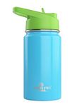 Kids Water Bottle - 350ml, Blue | Leak Proof with Straw & Handle | 12 Cold | Insulated, Double Wall Stainless Steel | Easy Sip Toddler Cup | Child's Flask | Eco Friendly