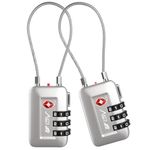 BV TSA Approved Luggage Travel Lock, Set-Your-Own Combination Lock for School Gym Locker, Luggage Suitcase Baggage Locks, Filing Cabinets, Toolbox, Case (Silver, 2 Pack)