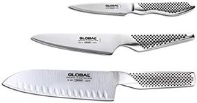 Global G-80338-3 Piece Knife Set with Santoku - Hollow Ground, Utility and Paring Knife